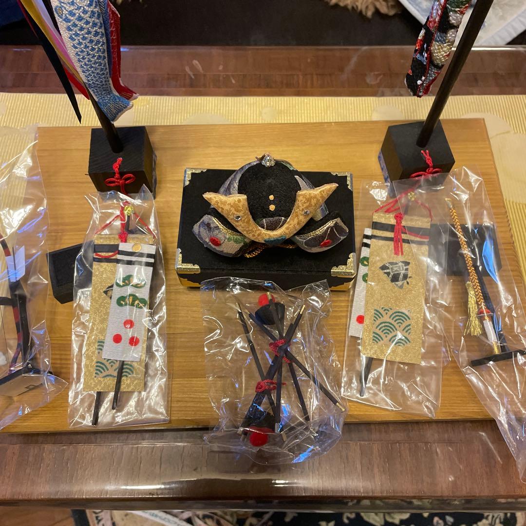 新品　 ちりめん製　五月人形 リュウコ堂　端午のお飾りセット　京都龍虎堂