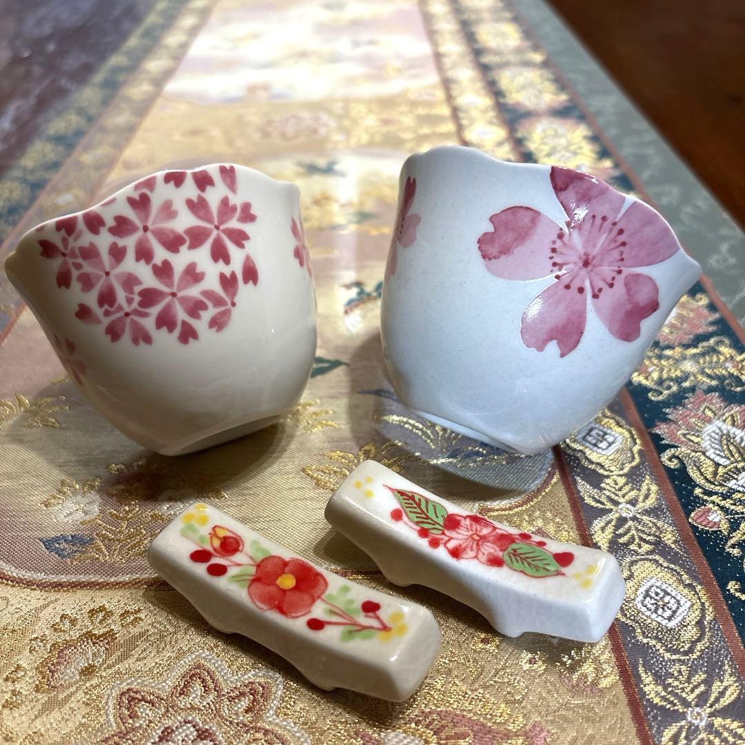有田焼＊桔梗丸鉢・盛鉢　陶扇＊花篭菊割皿　中鉢　硝子鉢★お2人様お膳19品★