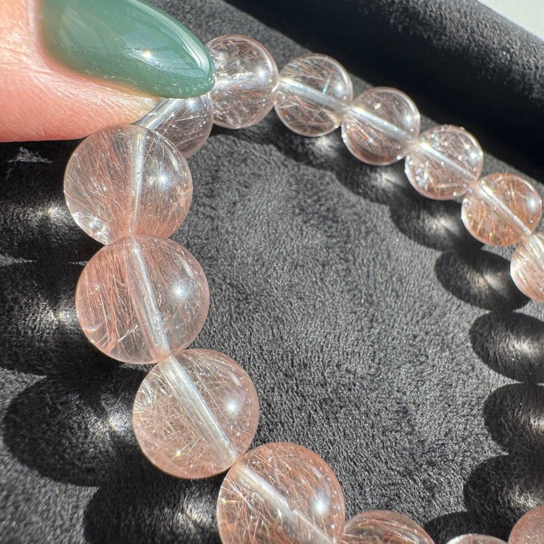 一点物　天然石　ハンドメイドブレス　ピンクサゲニティッククォーツ　ピンクサゲ　①