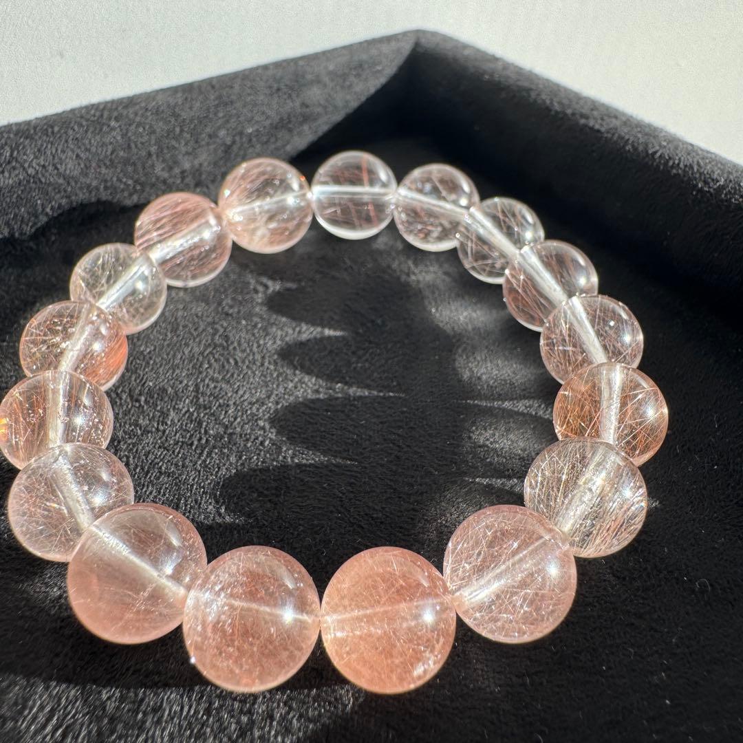 一点物　天然石　ハンドメイドブレス　ピンクサゲニティッククォーツ　ピンクサゲ　①