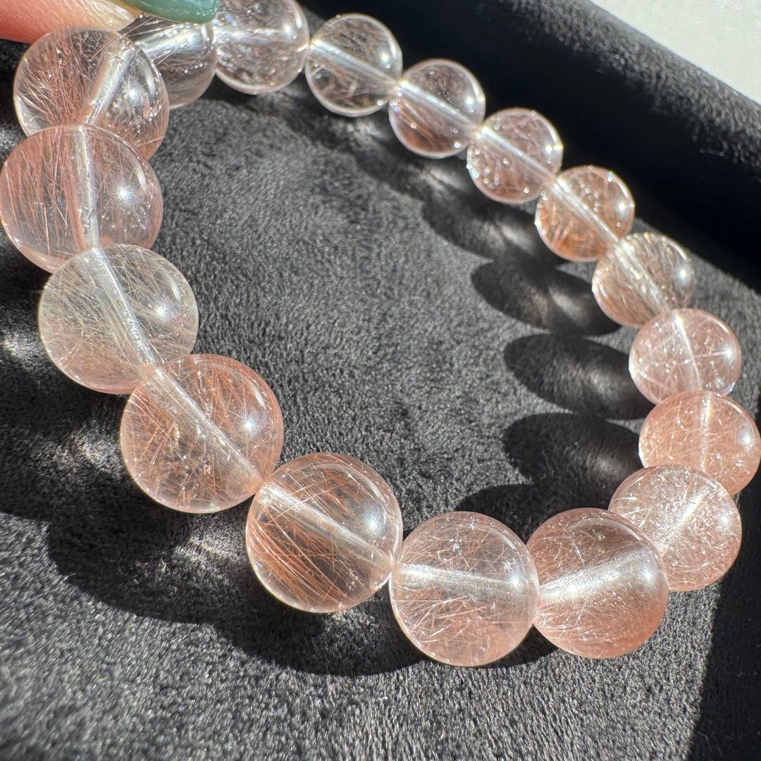 一点物　天然石　ハンドメイドブレス　ピンクサゲニティッククォーツ　ピンクサゲ　①