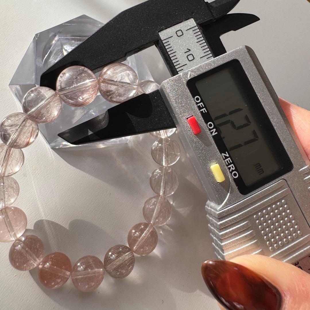 一点物　天然石　ハンドメイドブレス　ピンクサゲニティッククォーツ　ピンクサゲ　①