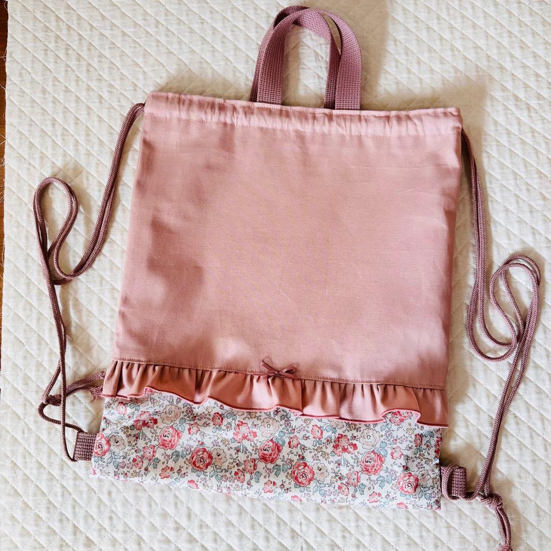 ももちゃん　ハンドメイド　レッスンバッグ　リバティ生地　花柄　上履き入れ