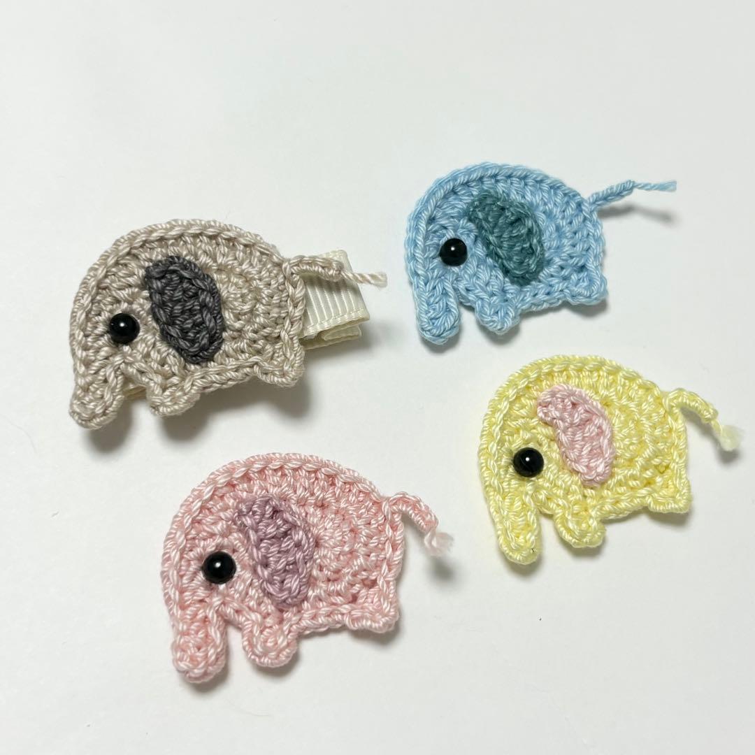 ♡ぞうさん　ベビーキッズヘアクリップ　ヘアゴム　ヘアピン  ハンドメイド