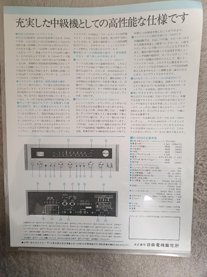 【極美品・名機・希少カタログ付】NIKKO R-5000 ステレオレシーバー