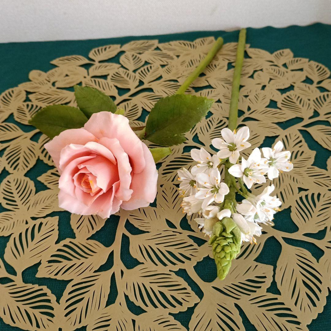 専用　トルコ桔梗　薔薇とオーニソガラム　アレンジメント　クレイフラワー