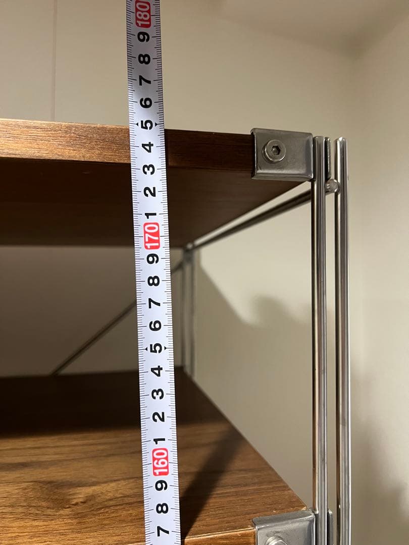 配送不可　引き取り限定　横浜市　ステンレスラック ブラウン木製棚付き