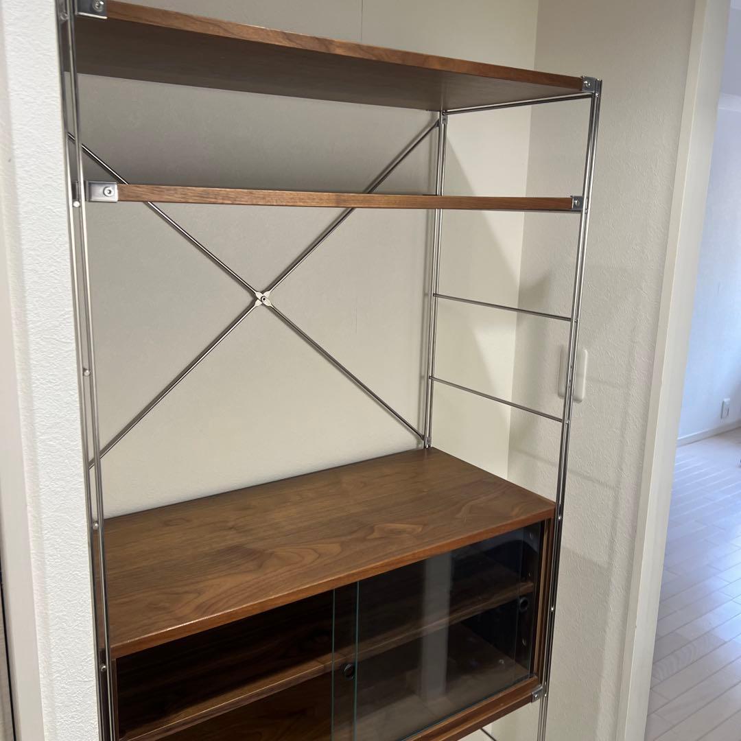 配送不可　引き取り限定　横浜市　ステンレスラック ブラウン木製棚付き