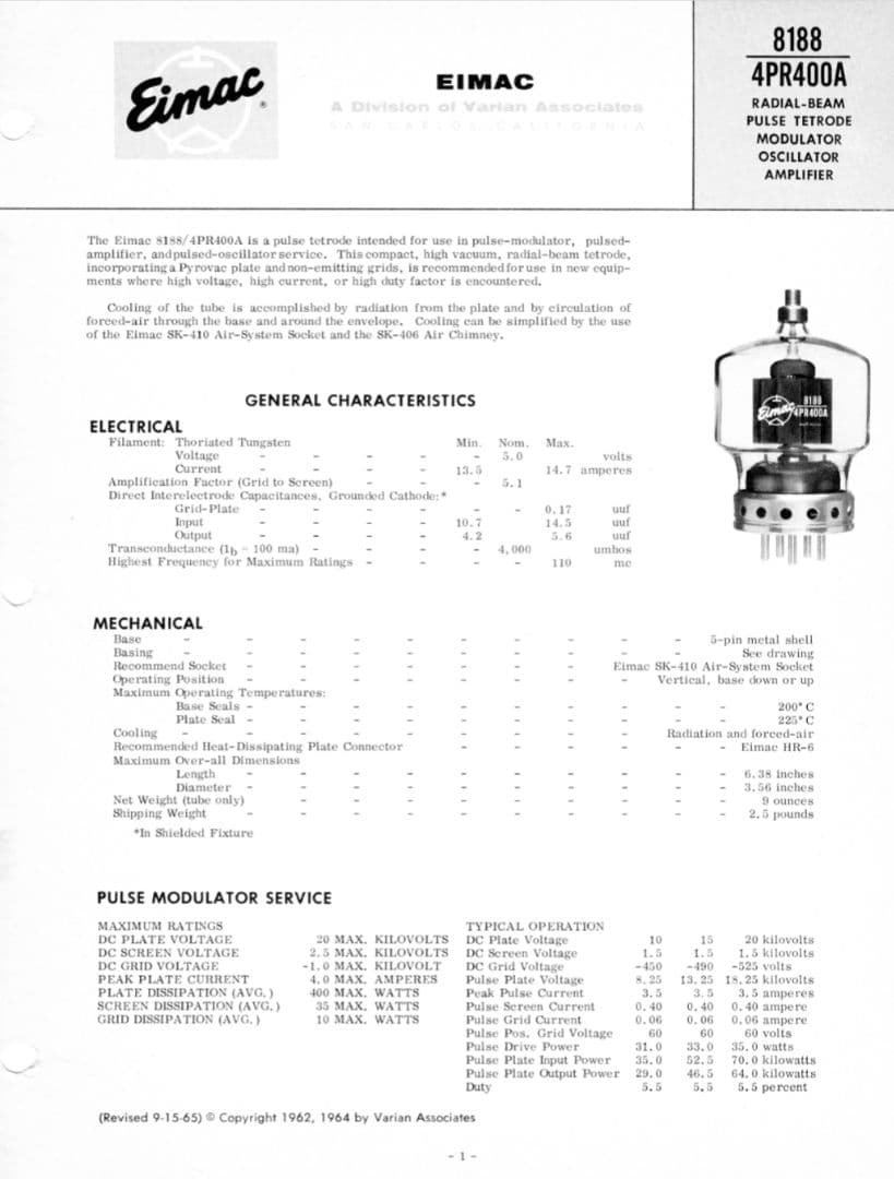 Eimac　4PR400A　米国製　真空管