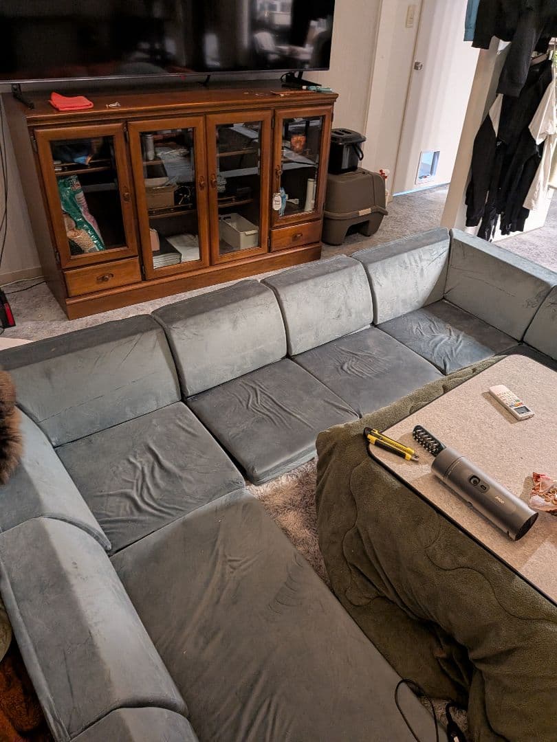 L字型ファブリックソファ 3人掛け・4人掛け