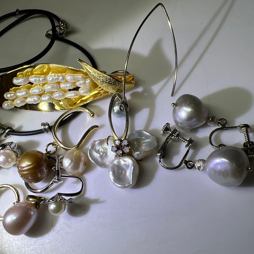 真珠アクセサリー色々　袋込331g 東Y8-0129ア㊱