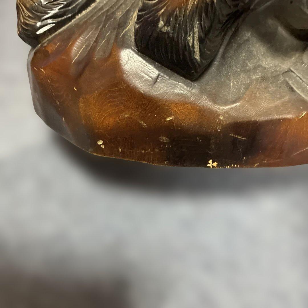 一刀彫スツール　木彫り熊