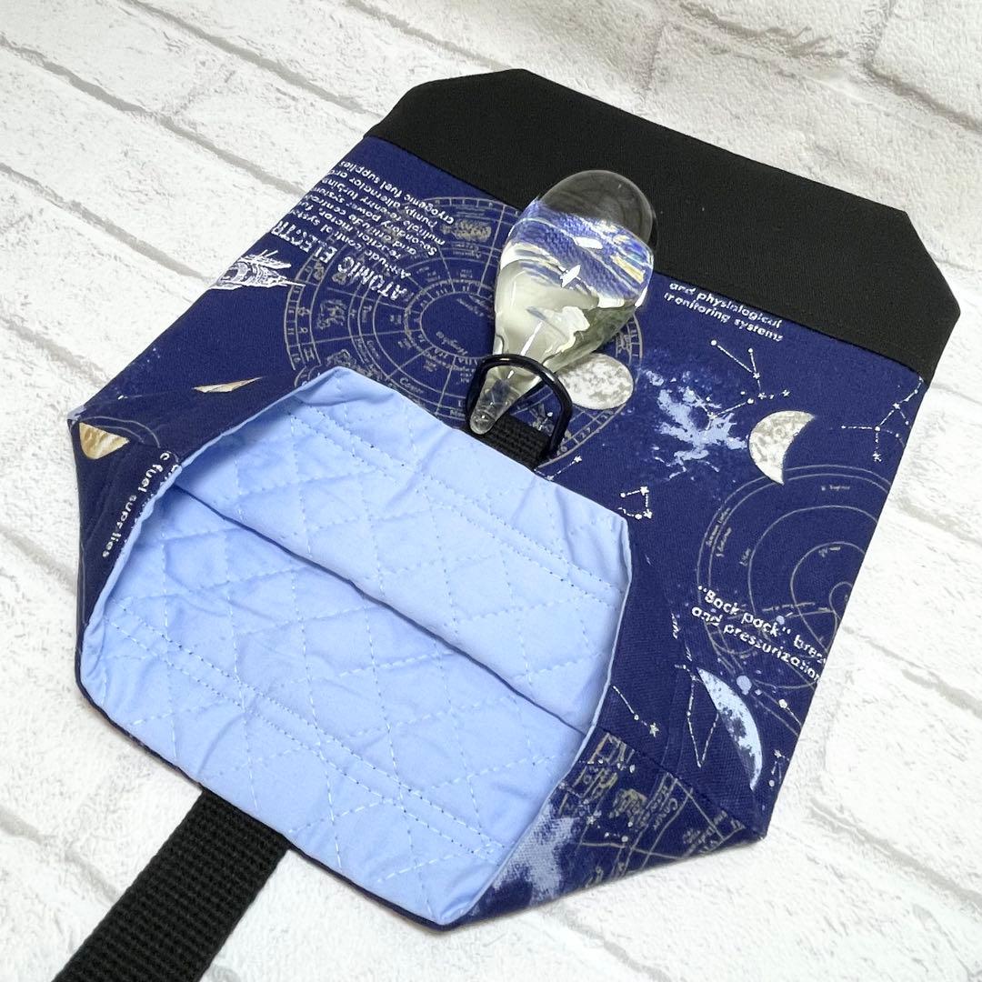 宇宙(ネイビー)×黒　入園入学グッズ5点セット/裏地キルティング