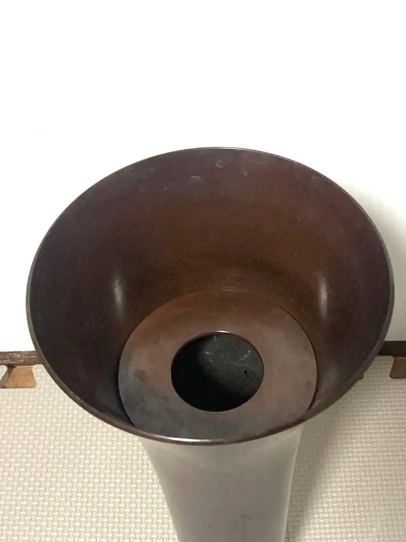 銅製 花器 池坊 花入 生花 ダークブラウン コーン型花瓶