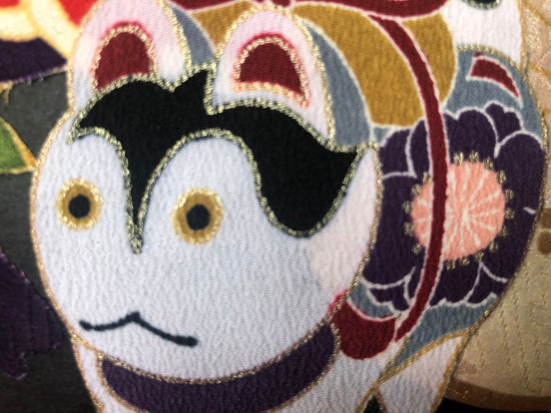 一閑張り　一閑張りバック　友禅 犬張子　狛犬　華