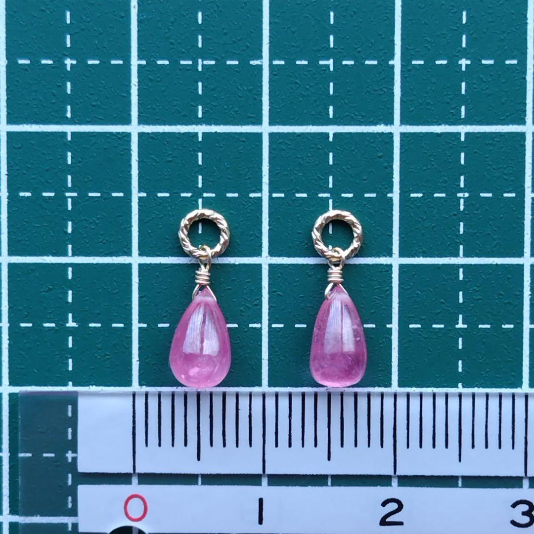 No.1441 宝石質 ピンクサファイア ドロップ ピアス イヤリング チャーム