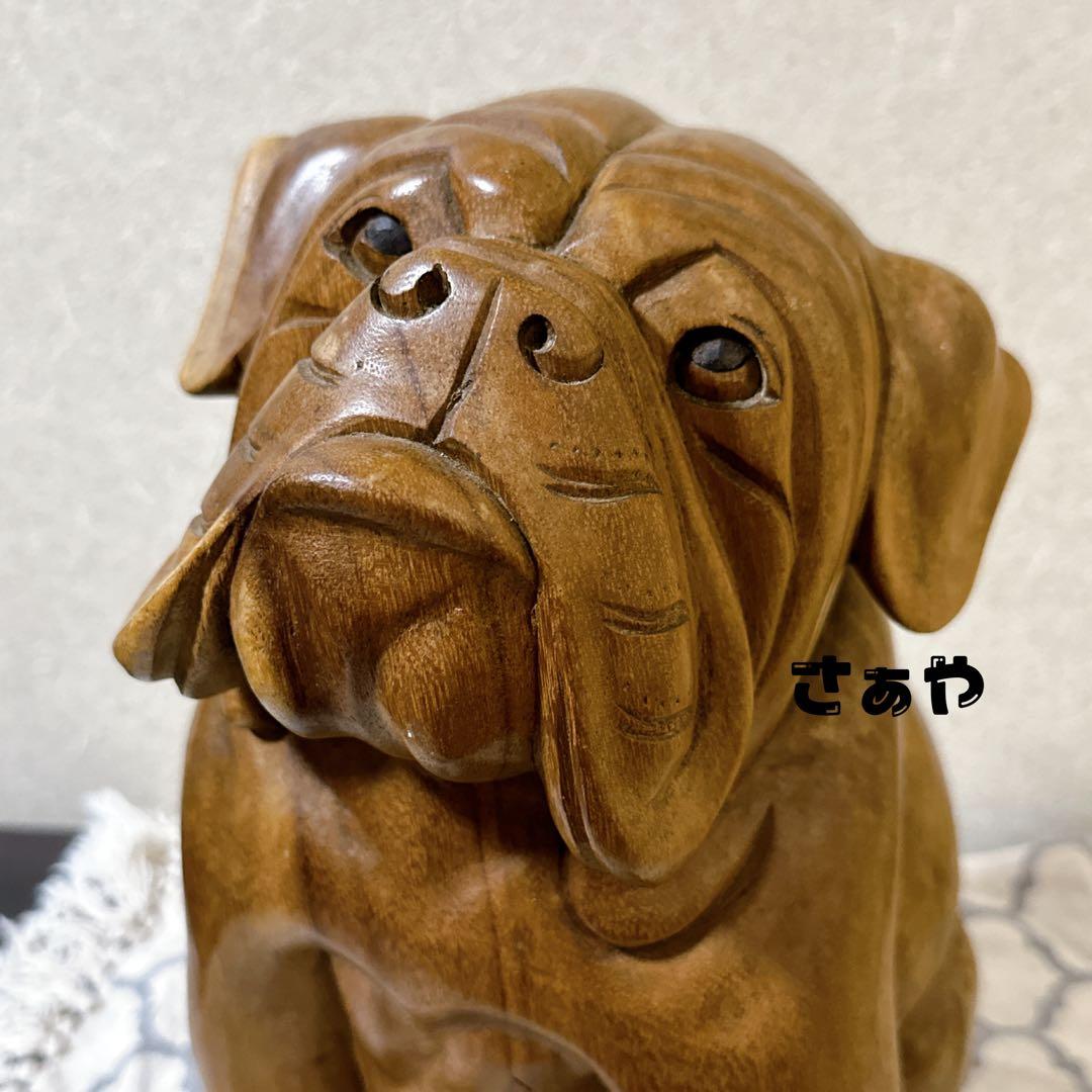 木彫動物⑅犬(ブルドッグ)⑅インドネシア