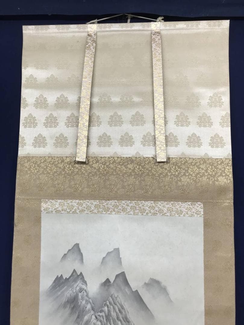 【真作】石川星翠/山湖舟宿図/山水図/漁村図/掛軸/名家伝来/AC-195