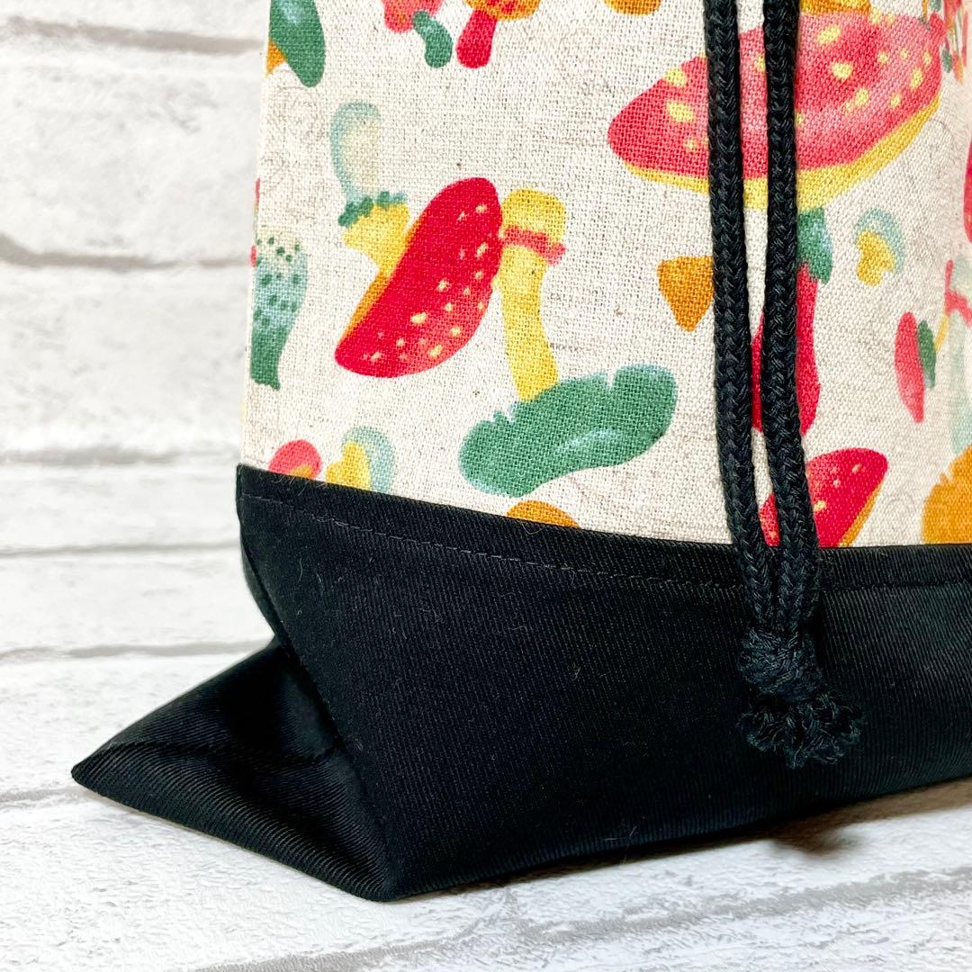 ＊きのこだらけ(生成り赤)×黒　入園入学グッズ5点セット/裏地キルティング