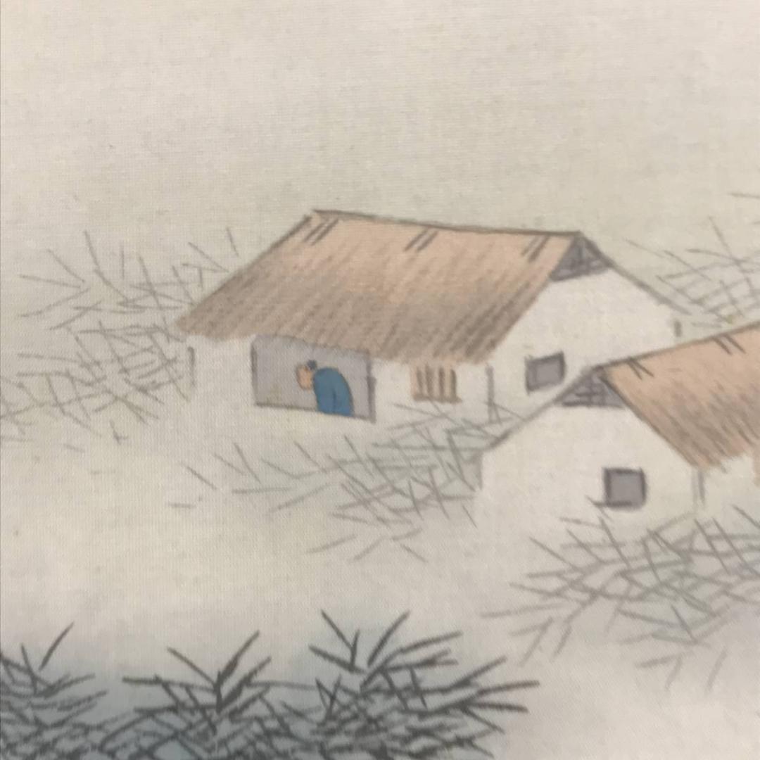 真作/赤松雲嶺/竹林田家図/山水図/横物/掛軸/名家伝来/AD-981
