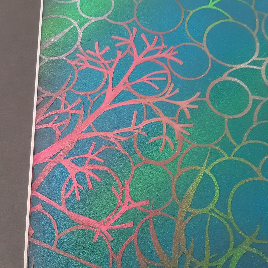 No4725額装　切り絵　海中風景　海亀　貼り絵　紙藝　古美術　アート　送料無料