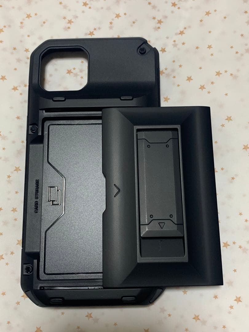 iPhone13 ケース 耐衝撃 ストラップ スマホケース カード収納 黒