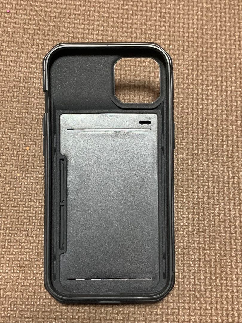 iPhone13 ケース 耐衝撃 ストラップ スマホケース カード収納 黒