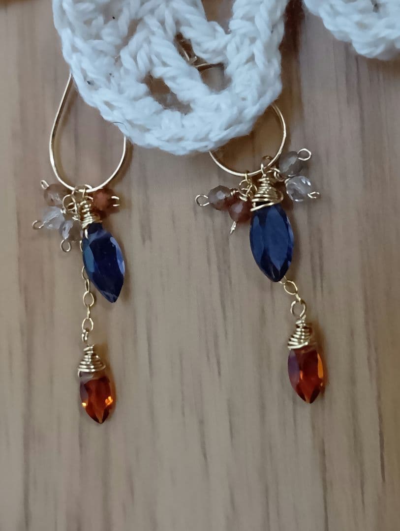 555/14kgf宝石質アイオライトとマデイラシトリンのチャーム