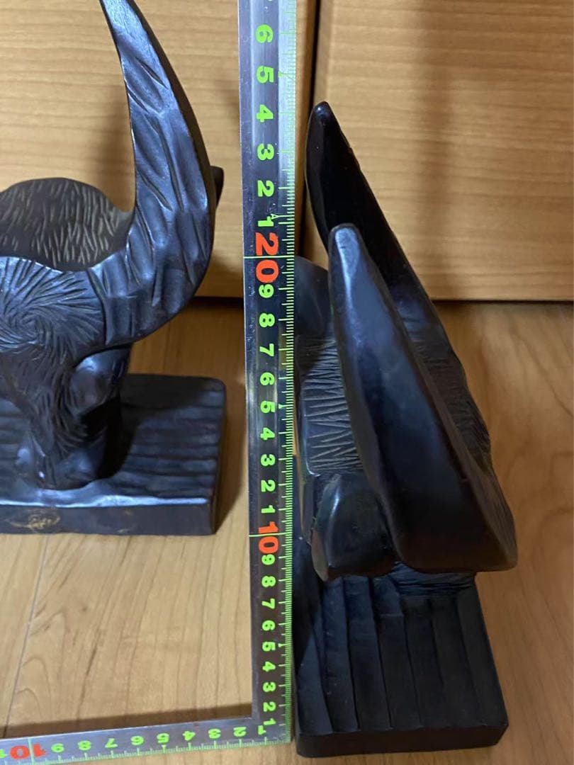 木彫り牛頭水牛頭首一對置物 唐物