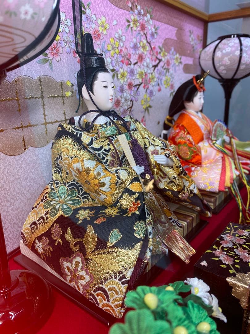 東京久月　雛人形ガラスケース入り親王飾り・間口約５７×奥行約２９×高さ約３８㎝
