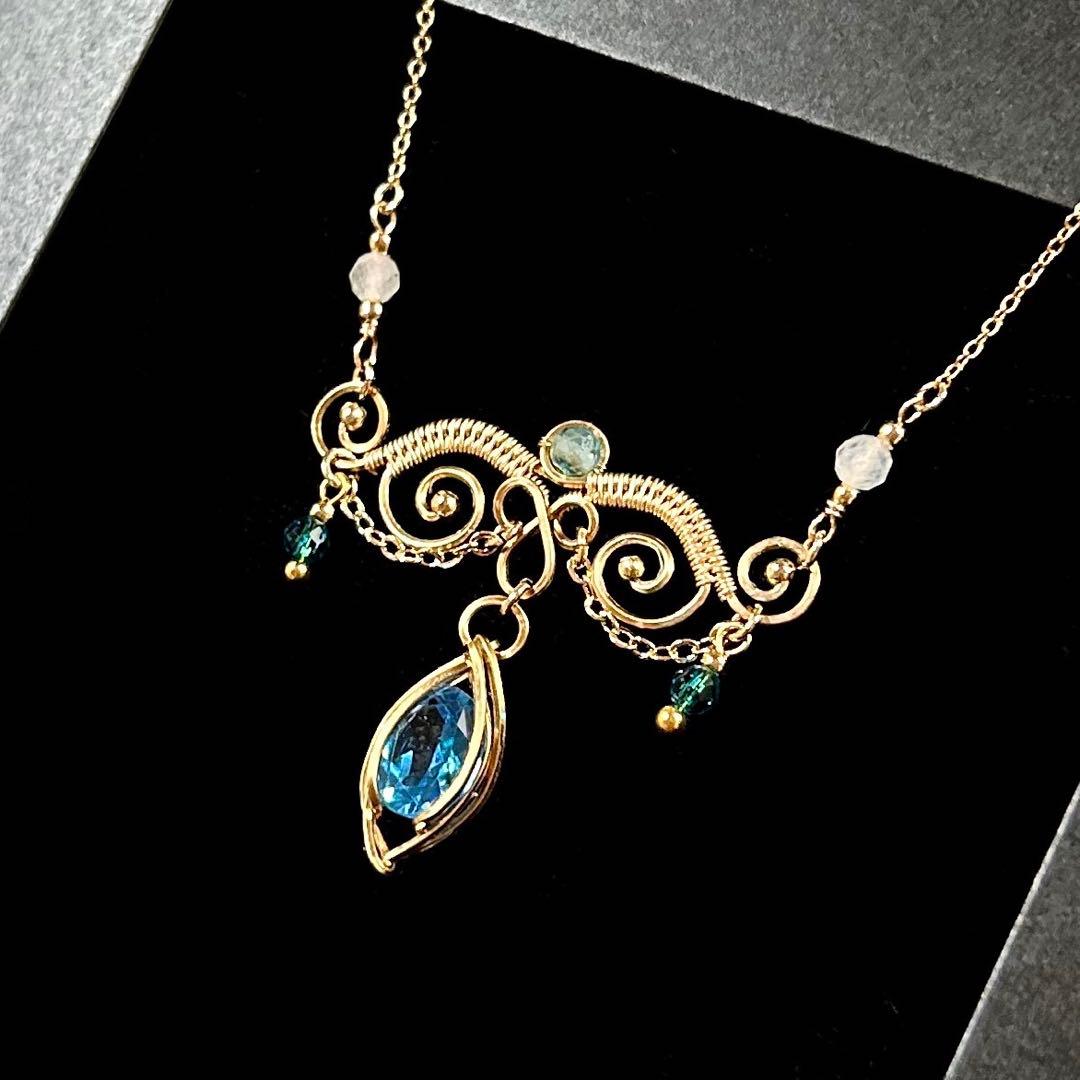 専用ページ☆宝石質♪ ペリドット☆ワイヤーラップ ジュエリー アート ネックレス