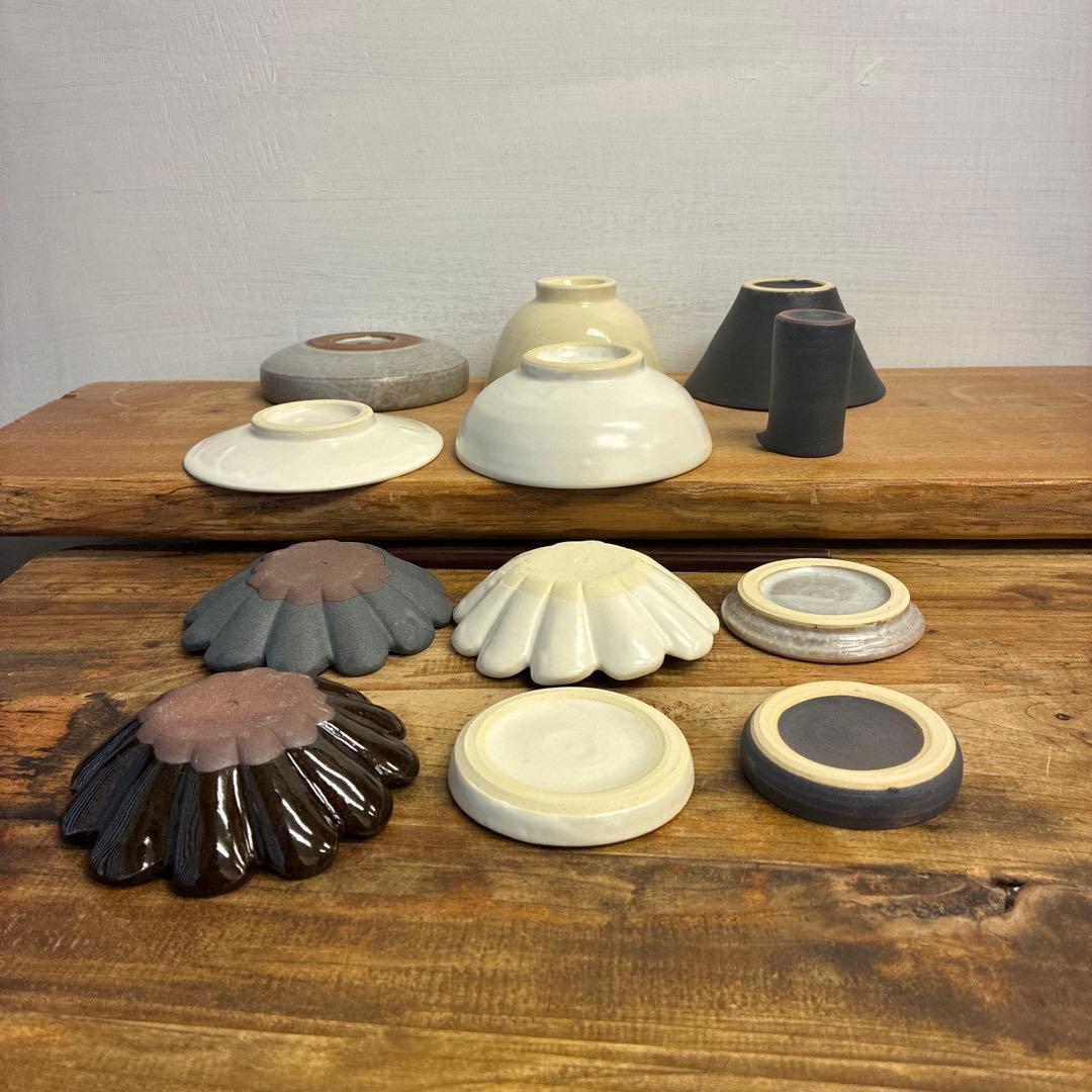みかん新品　陶器　陶芸作家　豆皿12個 425