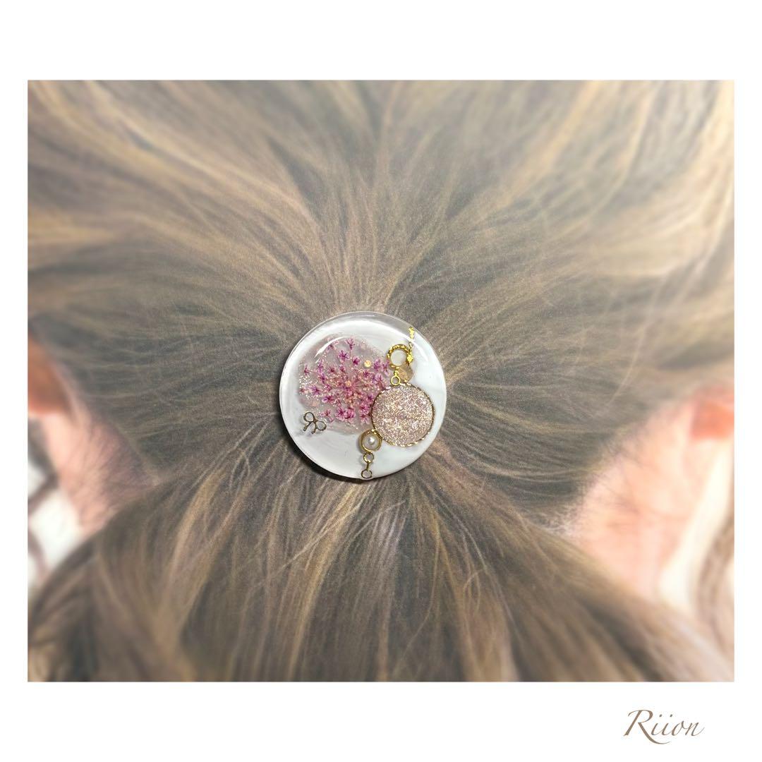no.1197✿.レースフラワーアートデザインレジンヘアゴム ✿.ピンク