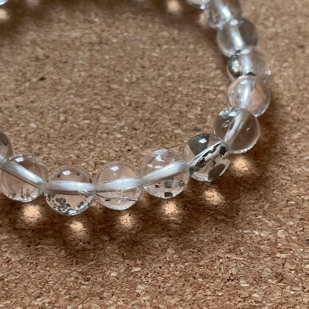 【パイライトインクォーツ】8.5㎜ 天然石 ブレスレット 16.5㎝