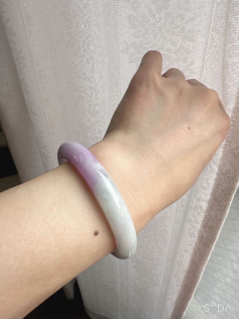 翡翠 白紫 バングル