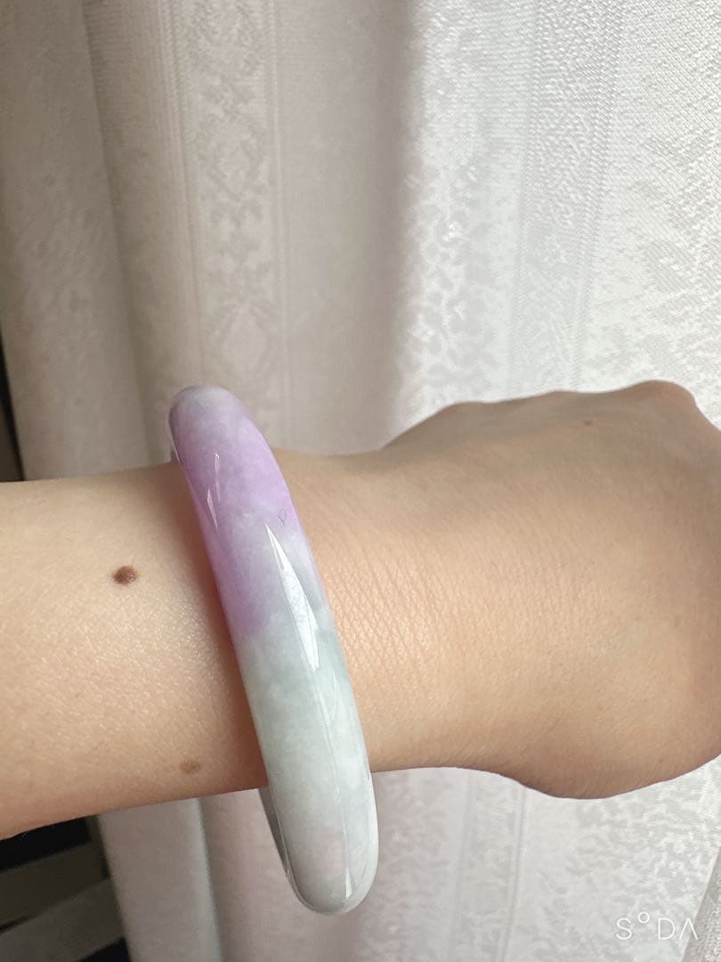 翡翠 白紫 バングル