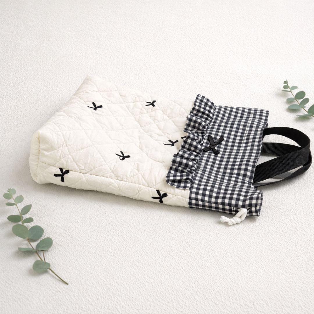 【20】入園入学　3点セット　トートバッグ　巾着　上履き入れ　リボン　チェック