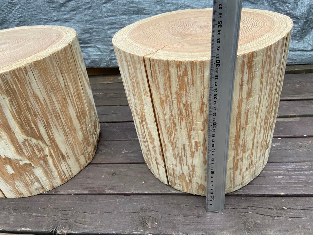 丸太スツール直径33cm2脚セット(椅子)→テーブル、花台飾りにもなります