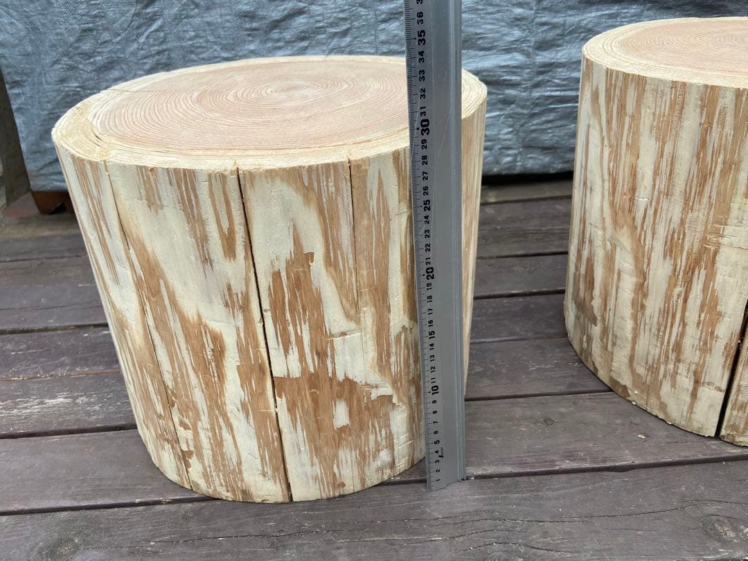 丸太スツール直径33cm2脚セット(椅子)→テーブル、花台飾りにもなります