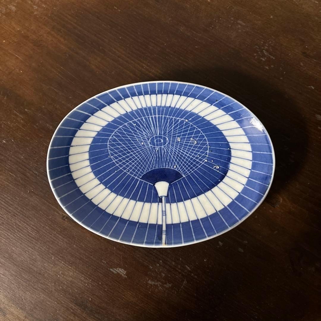 古伊万里　傘図　中皿　幕末明治　骨董　アンティーク　検:秦秀雄　白洲正子　李朝