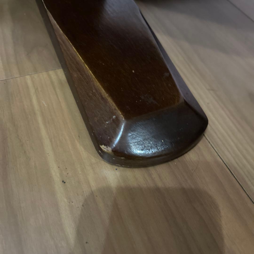 クリーム色フェイクレザーリクライニングソファ　裏リペア済　オットマン別売