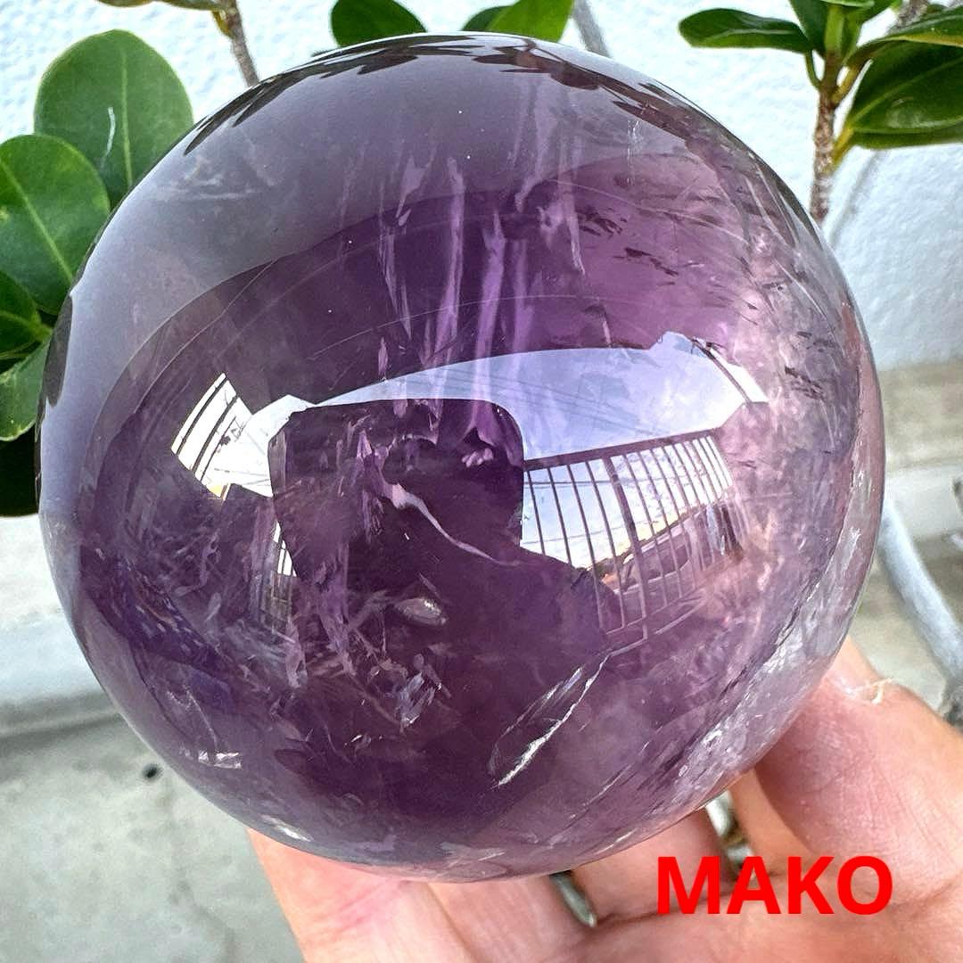 M1698☆アメジスト丸玉直径78mm651g☆天然石　原石☆N50405-C