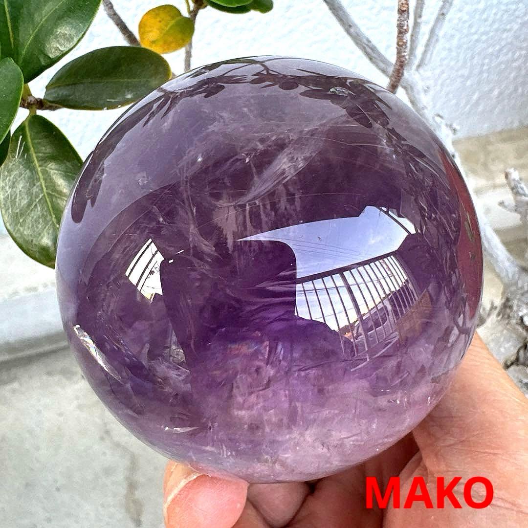 M1698☆アメジスト丸玉直径78mm651g☆天然石　原石☆N50405-C