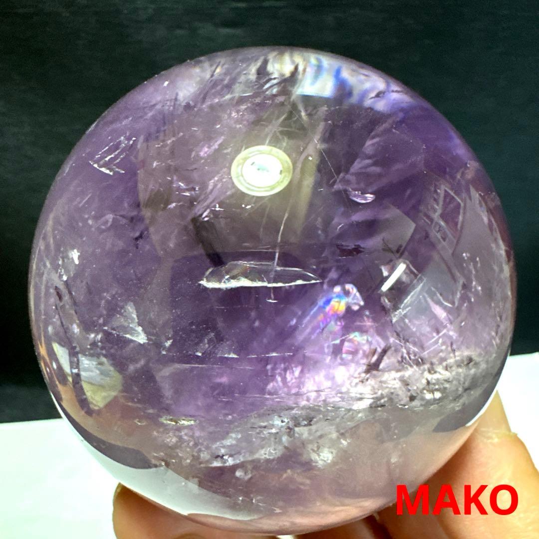 M1698☆アメジスト丸玉直径78mm651g☆天然石　原石☆N50405-C