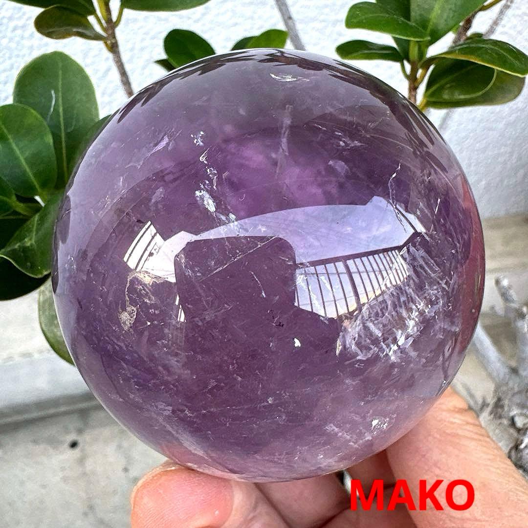 M1698☆アメジスト丸玉直径78mm651g☆天然石　原石☆N50405-C