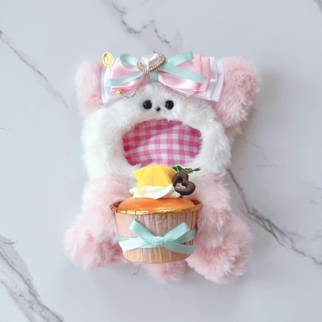 おすわり ぬい服 10〜13cm ピンク カップケーキ ちびぐるみ いつぬい