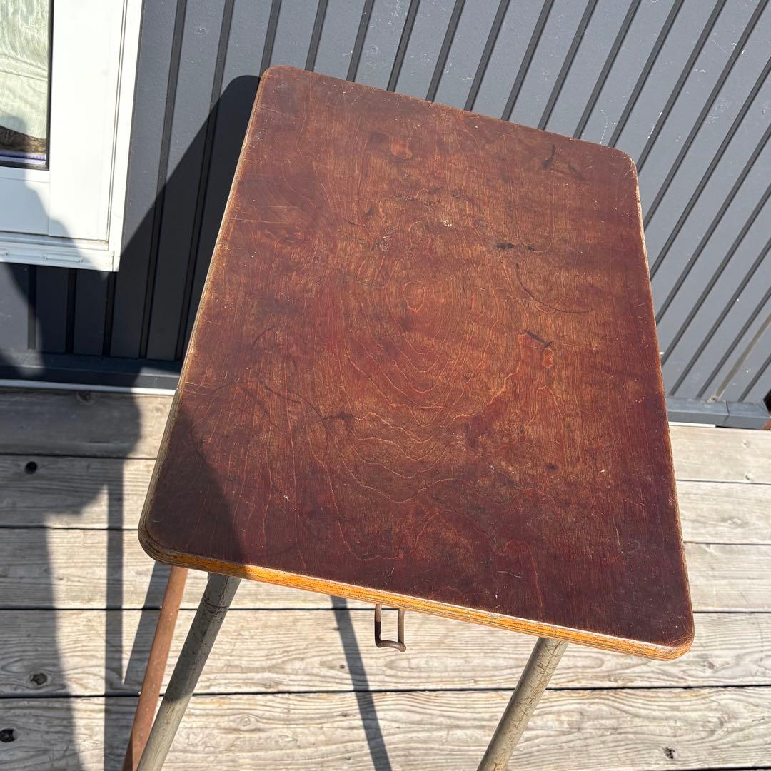 昭和レトロ 学校机 学習机 ホウトク 木製天板 ビンテージ デスク 古道具古家具