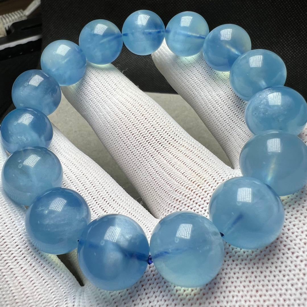 【73272】ハイグレード アクアマリン 14mm ブレスレット 天然石