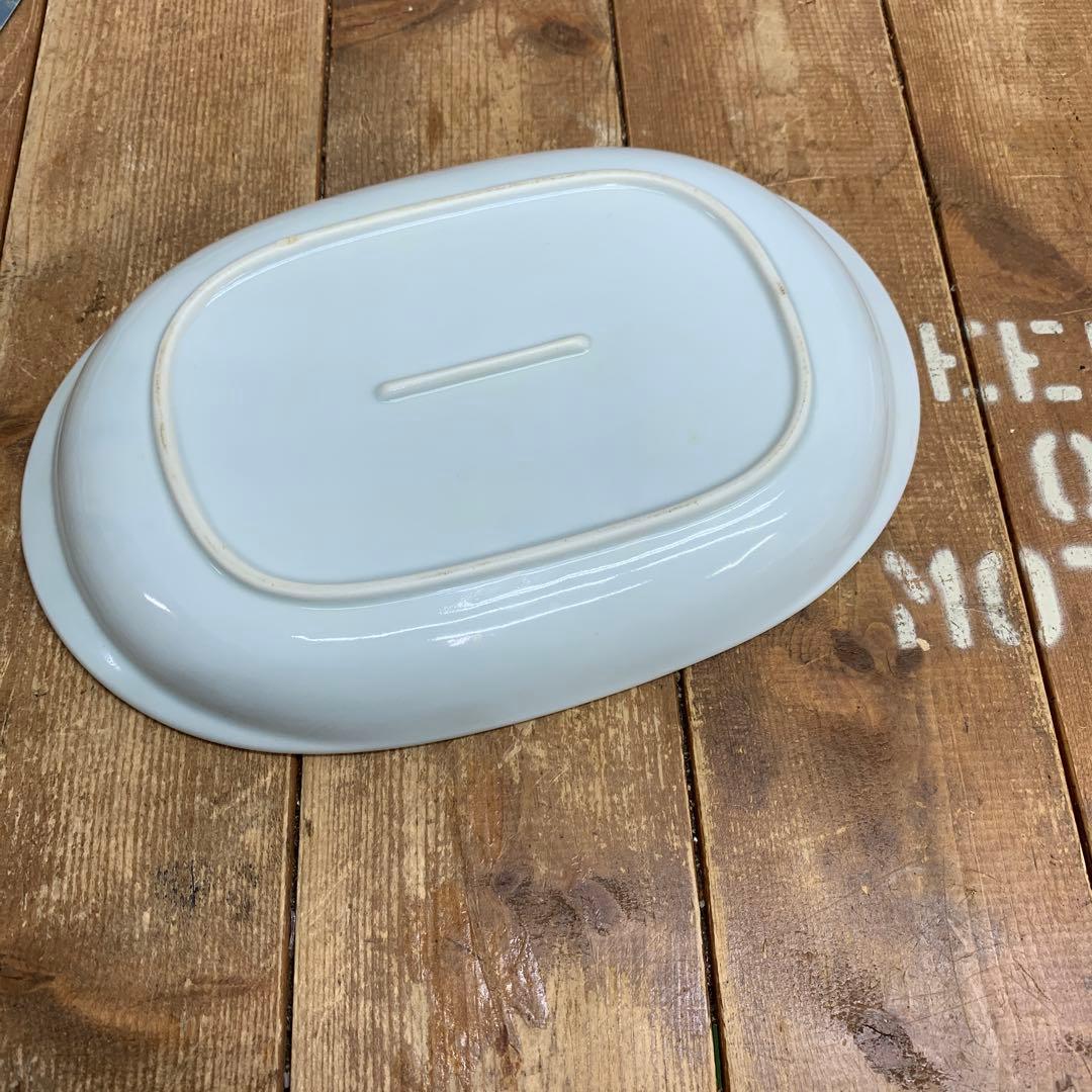 D-5 【使用】和食器 染付 野菜紋様 楕円皿 5枚セット 共箱付き 取り皿 楕