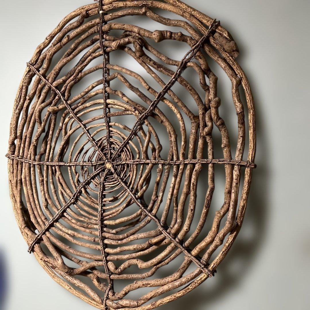 【直径100cm超】特大 天然つる編み ウォールデコ 厚み11cm 重厚アート